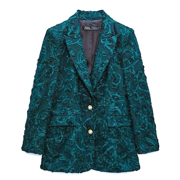 New ZARA Textured Tailored Blazer With Jewel Buttons - Picture 1 of 6